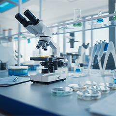 Microscope in lab